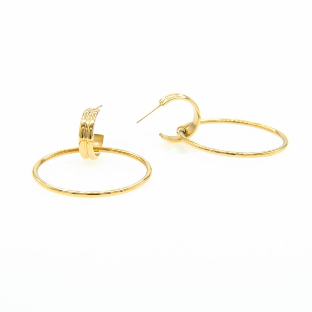 Danielle 18K Gold Plated Hoop Interlock Earrings - Picture 2 of 10